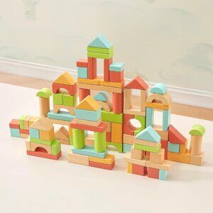 MEEYOO 100pcs Wooden Blocks for Toddlers